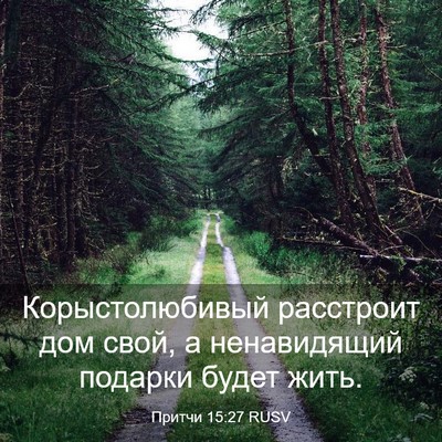 Picture 03 - Притчи 15:27 RUSV - Корыстолюбивый расстроит - Bible Verse Picture