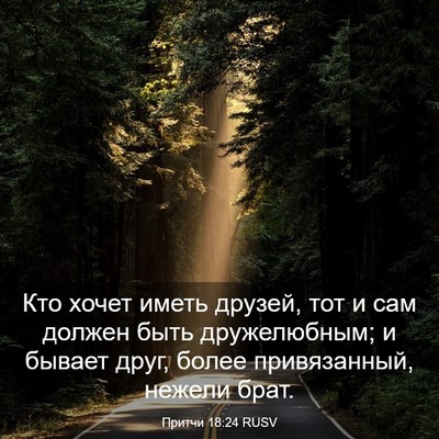 Picture 03 - Притчи 18:24 RUSV - Кто хочет иметь друзей, тот - Bible Verse Picture