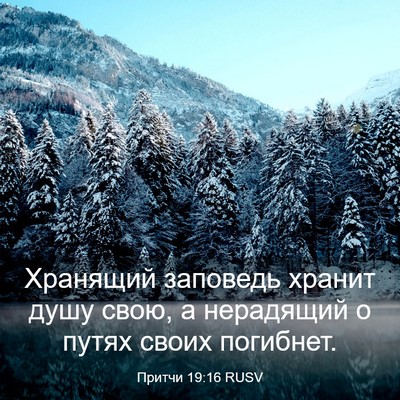 Picture 03 - Притчи 19:16 RUSV - Хранящий заповедь хранит - Bible Verse Picture