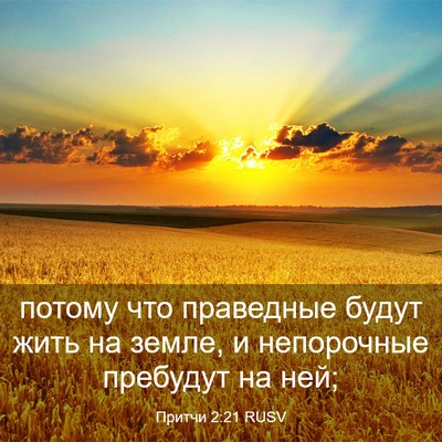 Picture 03 - Притчи 2:21 RUSV - потому что праведные будут - Bible Verse Picture