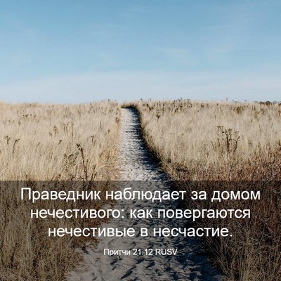 Picture 03 - Притчи 21:12 RUSV - Праведник наблюдает за - Bible Verse Picture