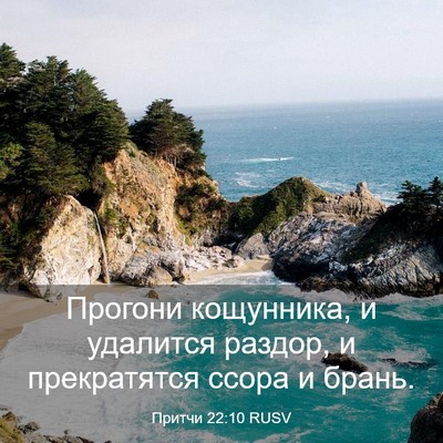 Picture 03 - Притчи 22:10 RUSV - Прогони кощунника, и - Bible Verse Picture