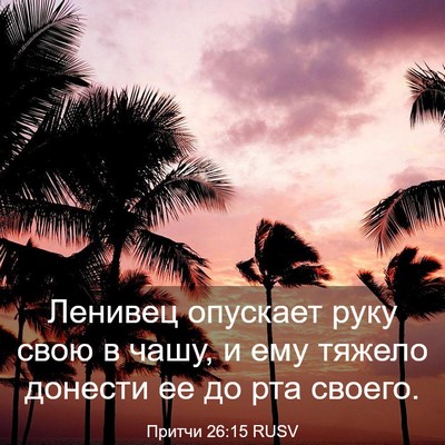 Picture 03 - Притчи 26:15 RUSV - Ленивец опускает руку свою - Bible Verse Picture