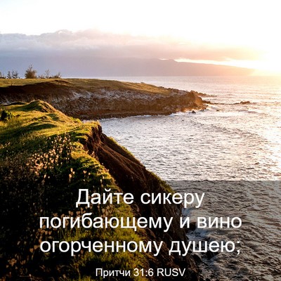 Picture 03 - Притчи 31:6 RUSV - Дайте сикеру погибающему и - Bible Verse Picture