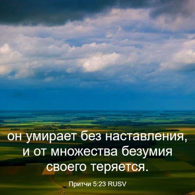 Picture 03 - Притчи 5:23 RUSV - он умирает без - Bible Verse Picture