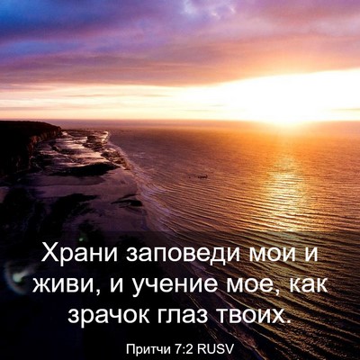Picture 03 - Притчи 7:2 RUSV - Храни заповеди мои и живи, - Bible Verse Picture