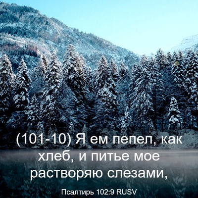 Picture 03 - Псалтирь 102:9 RUSV - (101-10) Я ем пепел, как хлеб, и - Bible Verse Picture