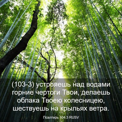 Picture 03 - Псалтирь 104:3 RUSV - (103-3) устрояешь над водами - Bible Verse Picture
