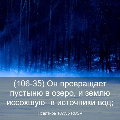 Picture 03 - Псалтирь 107:35 RUSV - (106-35) Он превращает пустыню - Bible Verse Picture