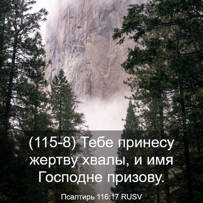 Picture 03 - Псалтирь 116:17 RUSV - (115-8) Тебе принесу жертву - Bible Verse Picture