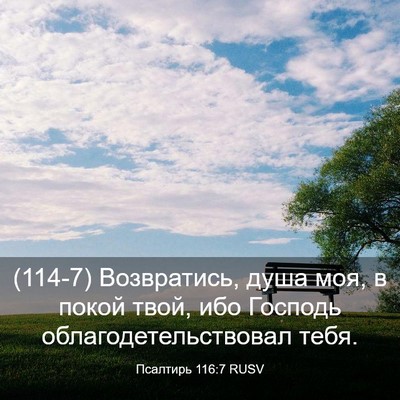 Picture 03 - Псалтирь 116:7 RUSV - (114-7) Возвратись, душа моя, в - Bible Verse Picture
