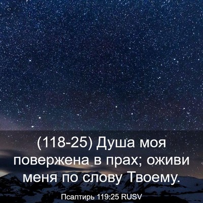 Picture 03 - Псалтирь 119:25 RUSV - (118-25) Душа моя повержена в - Bible Verse Picture
