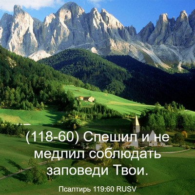 Picture 03 - Псалтирь 119:60 RUSV - (118-60) Спешил и не медлил - Bible Verse Picture