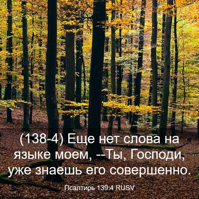 Picture 03 - Псалтирь 139:4 RUSV - (138-4) Еще нет слова на языке - Bible Verse Picture