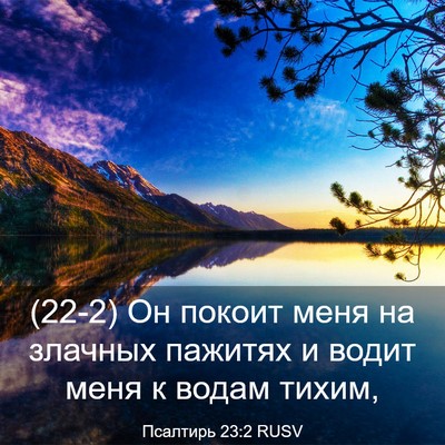 Picture 03 - Псалтирь 23:2 RUSV - (22-2) Он покоит меня на - Bible Verse Picture
