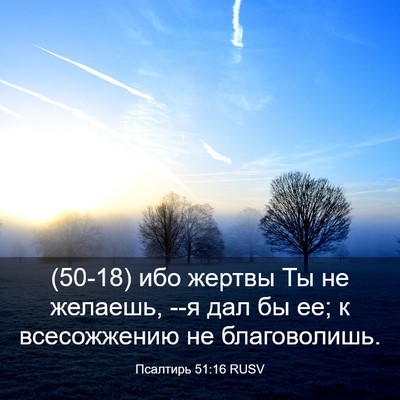 Picture 03 - Псалтирь 51:16 RUSV - (50-18) ибо жертвы Ты не - Bible Verse Picture