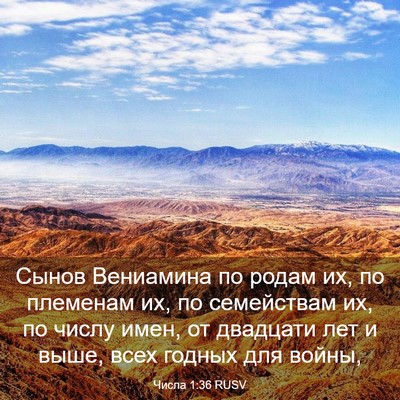 Picture 03 - Числа 1:36 RUSV - Сынов Вениамина по родам - Bible Verse Picture