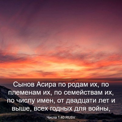 Picture 03 - Числа 1:40 RUSV - Сынов Асира по родам их, по - Bible Verse Picture