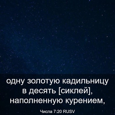 Picture 03 - Числа 7:20 RUSV - одну золотую кадильницу в - Bible Verse Picture