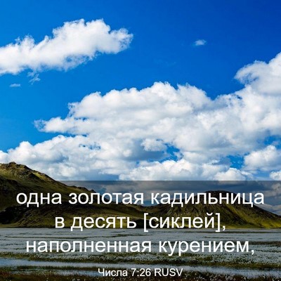 Picture 03 - Числа 7:26 RUSV - одна золотая кадильница в - Bible Verse Picture