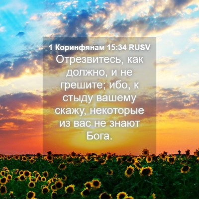 Picture 04 - 1 Коринфянам 15:34 RUSV - Отрезвитесь, как должно, и - Bible Verse Picture