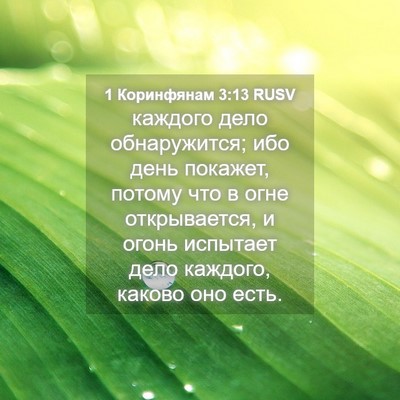 Picture 04 - 1 Коринфянам 3:13 RUSV - каждого дело обнаружится; - Bible Verse Picture