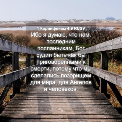 Picture 04 - 1 Коринфянам 4:9 RUSV - Ибо я думаю, что нам, - Bible Verse Picture