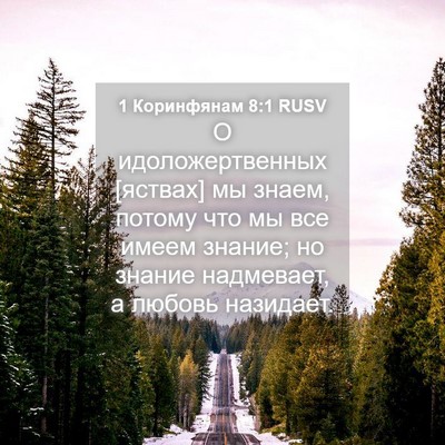 Picture 04 - 1 Коринфянам 8:1 RUSV - О идоложертвенных [яствах] - Bible Verse Picture