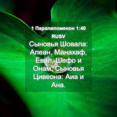 Picture 04 - 1 Паралипоменон 1:40 RUSV - Сыновья Шовала: Алеан, - Bible Verse Picture