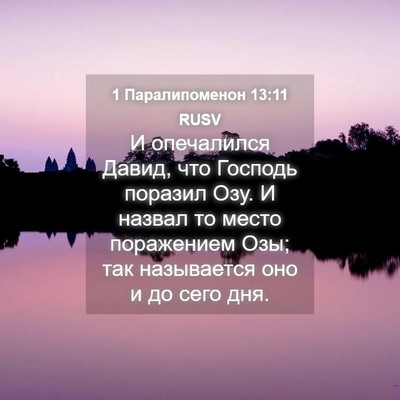 Picture 04 - 1 Паралипоменон 13:11 RUSV - И опечалился Давид, что - Bible Verse Picture