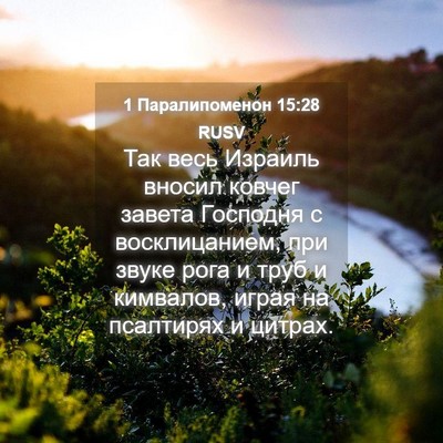Picture 04 - 1 Паралипоменон 15:28 RUSV - Так весь Израиль вносил - Bible Verse Picture