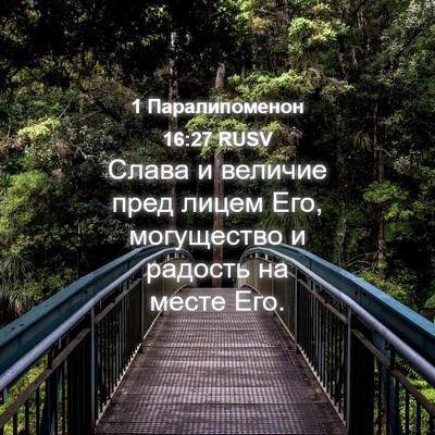 Picture 04 - 1 Паралипоменон 16:27 RUSV - Слава и величие пред лицем - Bible Verse Picture