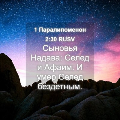 Picture 04 - 1 Паралипоменон 2:30 RUSV - Сыновья Надава: Селед и - Bible Verse Picture