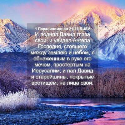 Picture 04 - 1 Паралипоменон 21:16 RUSV - И поднял Давид глаза свои, - Bible Verse Picture