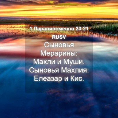 Picture 04 - 1 Паралипоменон 23:21 RUSV - Сыновья Мерарины: Махли и - Bible Verse Picture