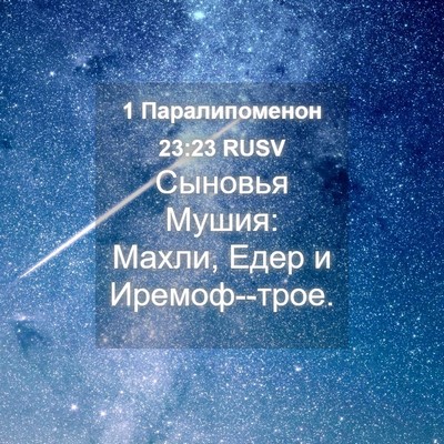 Picture 04 - 1 Паралипоменон 23:23 RUSV - Сыновья Мушия: Махли, Едер - Bible Verse Picture