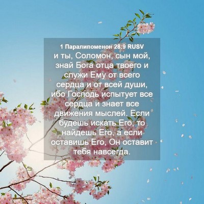 Picture 04 - 1 Паралипоменон 28:9 RUSV - и ты, Соломон, сын мой, знай - Bible Verse Picture