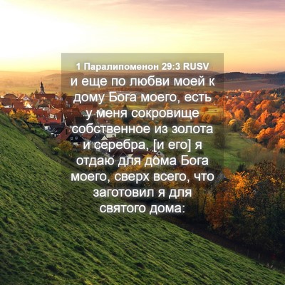 Picture 04 - 1 Паралипоменон 29:3 RUSV - и еще по любви моей к дому - Bible Verse Picture