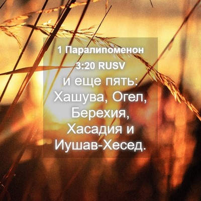 Picture 04 - 1 Паралипоменон 3:20 RUSV - и еще пять: Хашува, Огел, - Bible Verse Picture