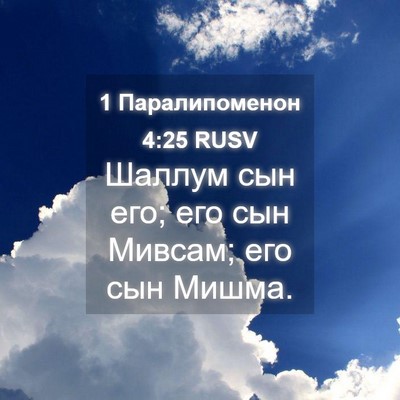 Picture 04 - 1 Паралипоменон 4:25 RUSV - Шаллум сын его; его сын - Bible Verse Picture