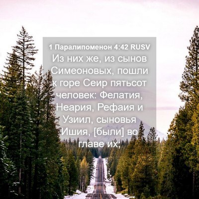 Picture 04 - 1 Паралипоменон 4:42 RUSV - Из них же, из сынов - Bible Verse Picture