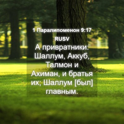 Picture 04 - 1 Паралипоменон 9:17 RUSV - А привратники: Шаллум, - Bible Verse Picture
