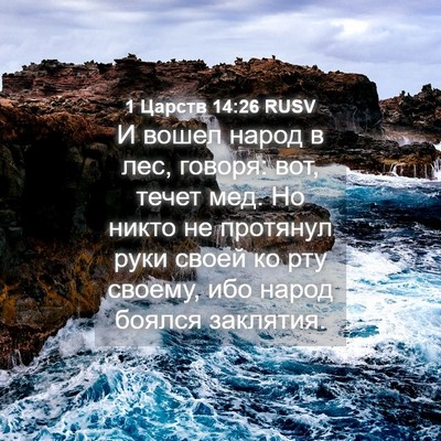 Picture 04 - 1 Царств 14:26 RUSV - И вошел народ в лес, говоря: - Bible Verse Picture