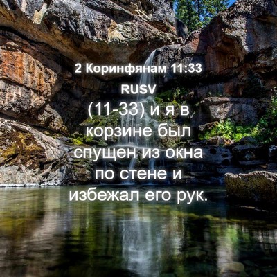 Picture 04 - 2 Коринфянам 11:33 RUSV - (11-33) и я в корзине был - Bible Verse Picture