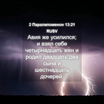Picture 04 - 2 Паралипоменон 13:21 RUSV - Авия же усилился; и взял - Bible Verse Picture