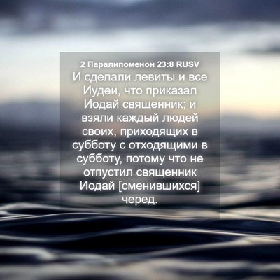 Picture 04 - 2 Паралипоменон 23:8 RUSV - И сделали левиты и все - Bible Verse Picture