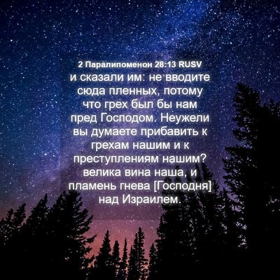 Picture 04 - 2 Паралипоменон 28:13 RUSV - и сказали им: не вводите - Bible Verse Picture