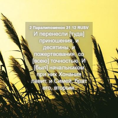 Picture 04 - 2 Паралипоменон 31:12 RUSV - И перенесли [туда] - Bible Verse Picture