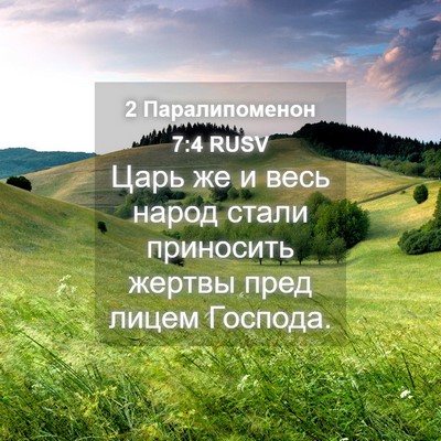 Picture 04 - 2 Паралипоменон 7:4 RUSV - Царь же и весь народ стали - Bible Verse Picture
