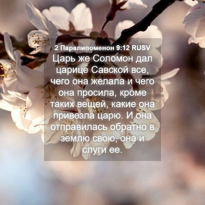 Picture 04 - 2 Паралипоменон 9:12 RUSV - Царь же Соломон дал царице - Bible Verse Picture